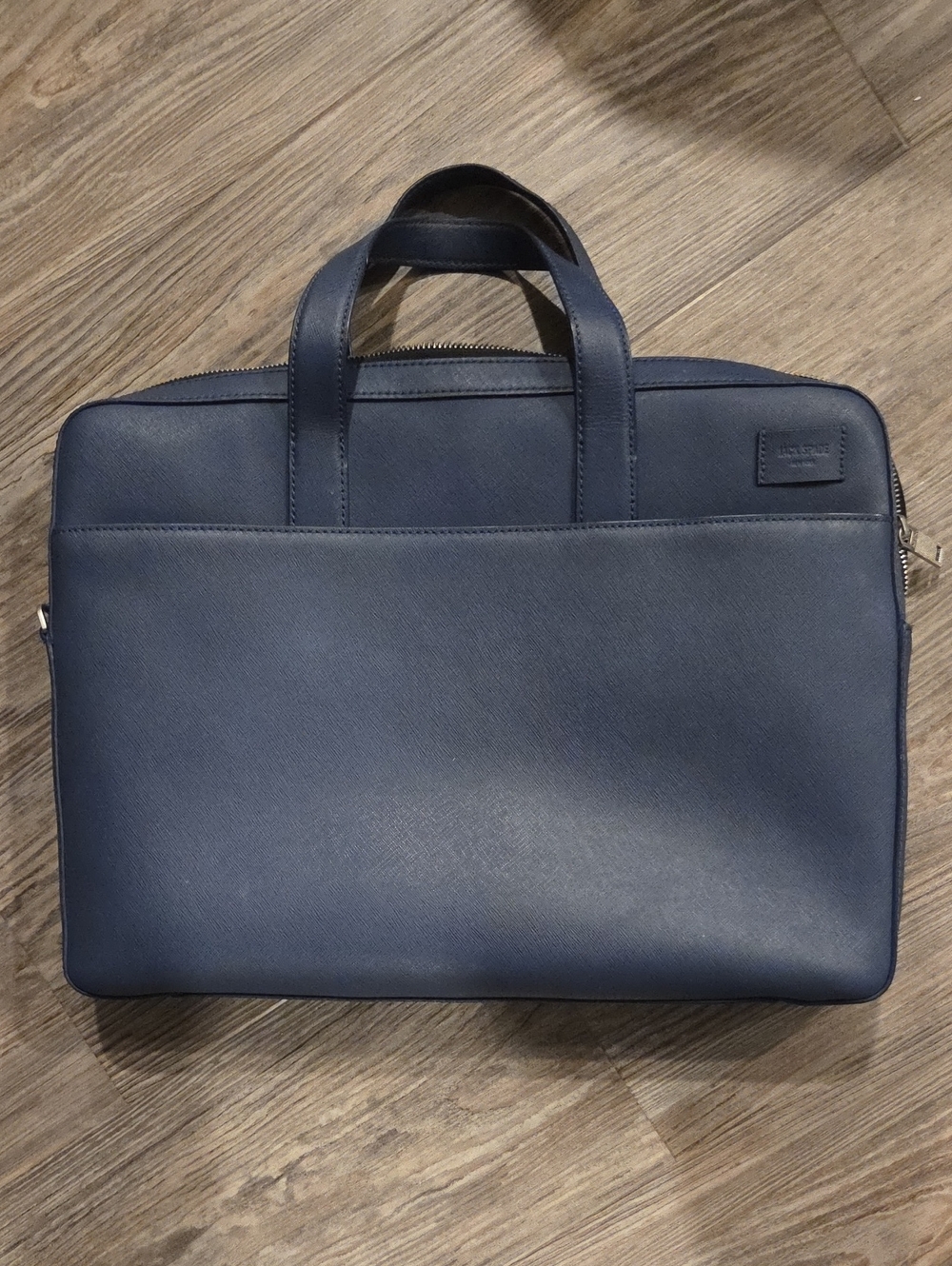 Jack Spade Navy Leather Laptop Briefcase *with Tear On The Side*